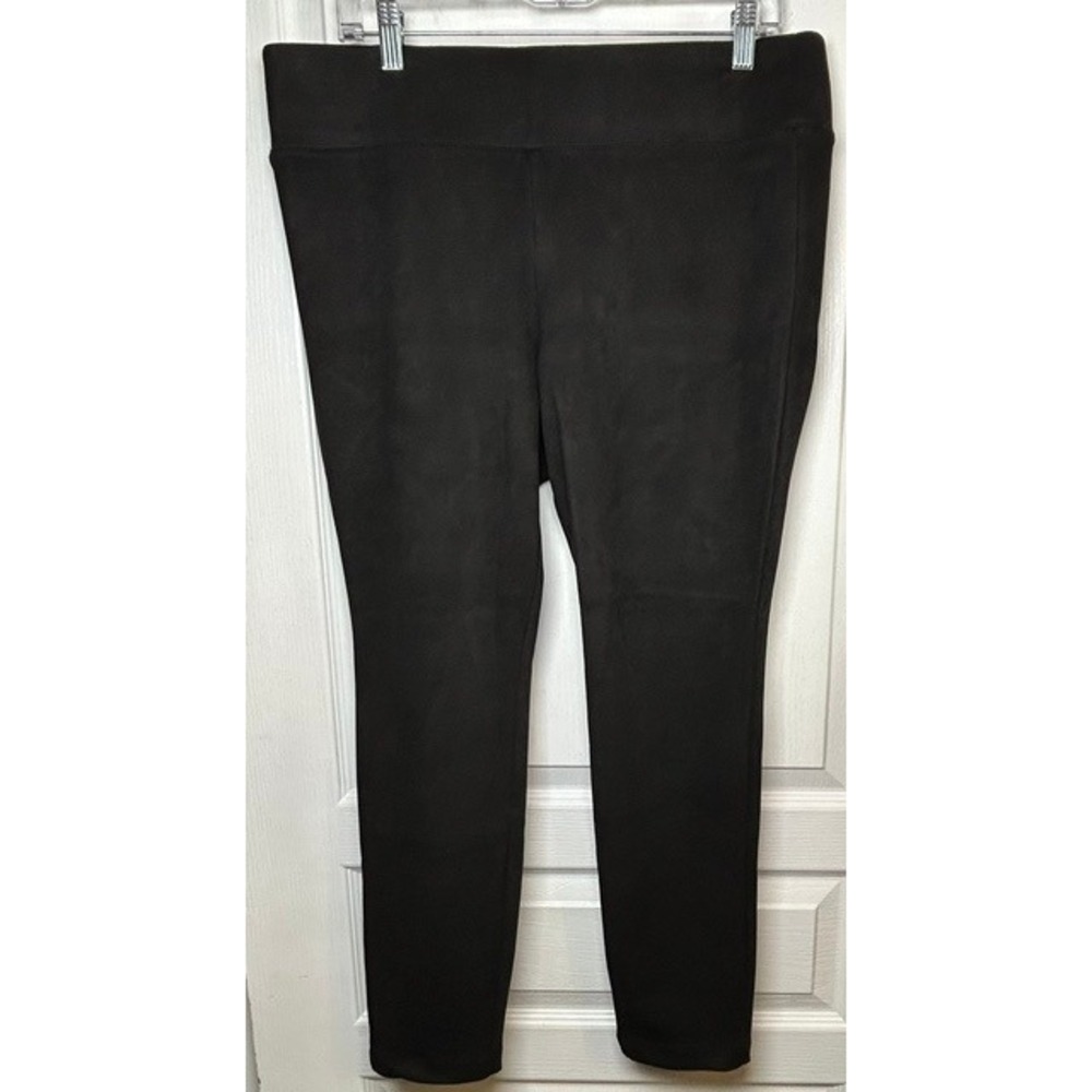 Definitions by D. Jeans Black Suede Velvet Pull On Ankle Pants Leggings 14P